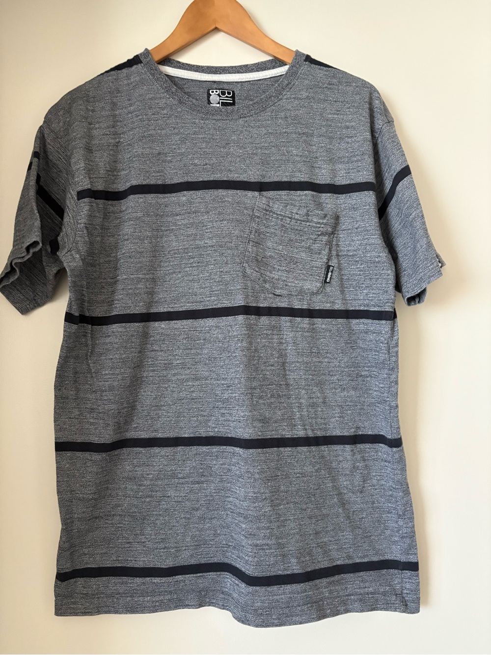 Billabong Gray Tee with Black Stripes